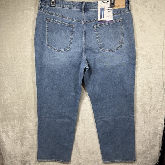 Seven7 NEW Loose Straight Leg Jean Womens 16 Blue Denim High Rise Stretch Zipper - Picture 4 of 16